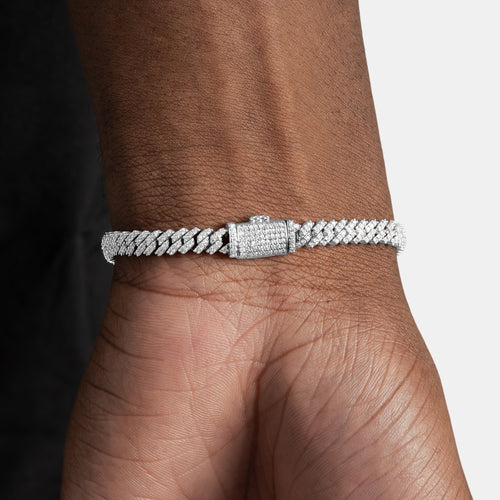 5mm Moissanite Cuban Bracelet Silver