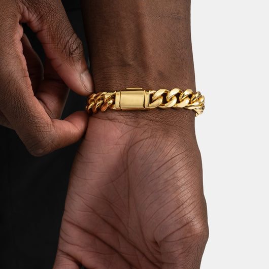 12mm Cuban Link Chain & Bracelet Gold