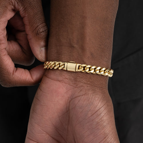 8mm Cuban Link Bracelet Gold