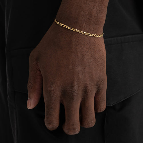 3mm Figaro Bracelet Gold