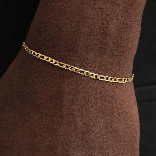 3mm Figaro Bracelet Gold