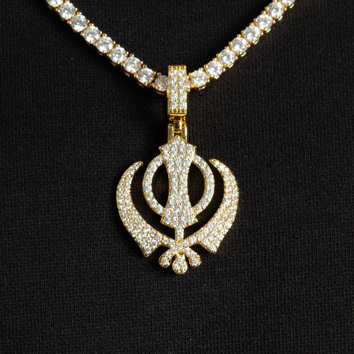 Moissanite Khanda Pendant Gold
