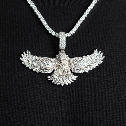 Moissanite Eagle Pendant White Gold