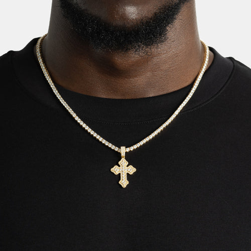 Cluster Micro Cross Pendant Gold