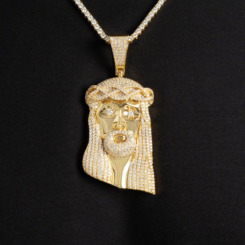 Moissanite Large Jesus Pendant Gold