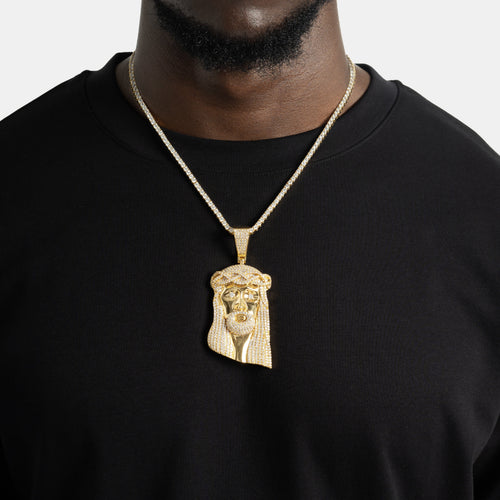 Moissanite Large Jesus Pendant Gold