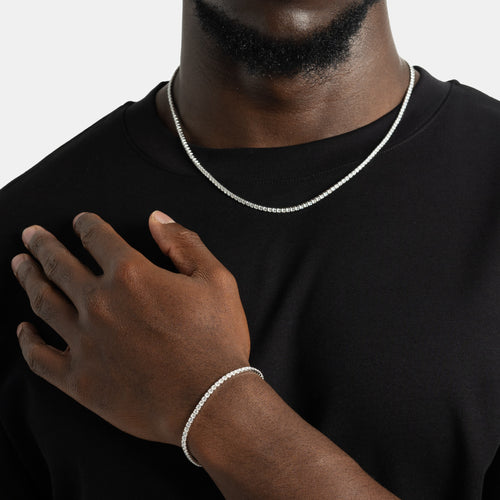 2mm Micro Tennis Chain & Bracelet Bundle