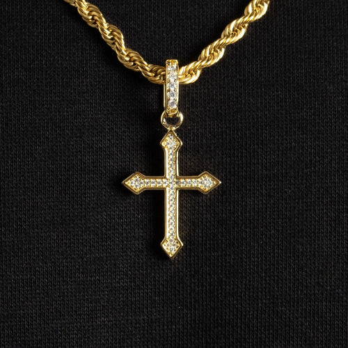 Moissanite Celtic Cross Pendant Gold Vermeil