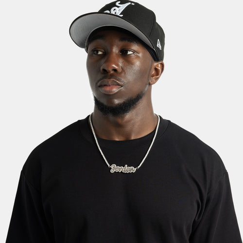 2 Tone Script Pendant on Tennis Chain