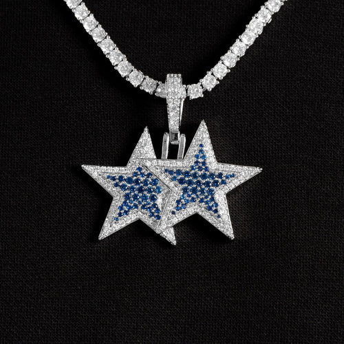 Blue Stacked Star Pendant