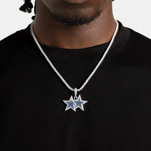 Blue Stacked Star Pendant