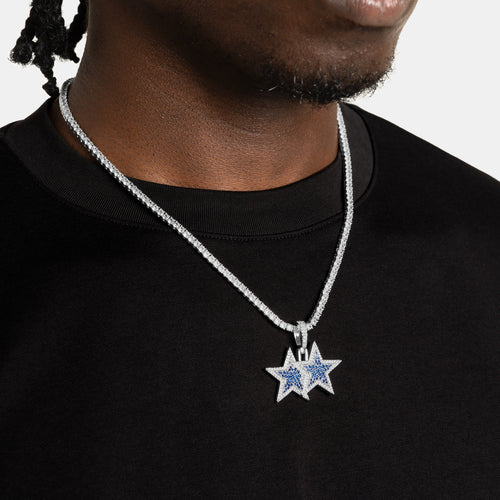Blue Stacked Star Pendant