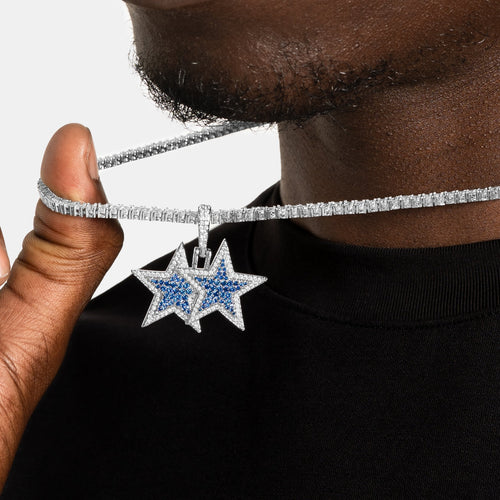 Blue Stacked Star Pendant