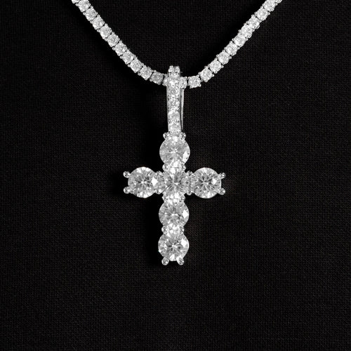 Large Iced Cross Pendant