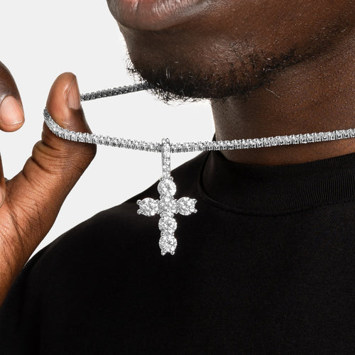 Large Iced Cross Pendant