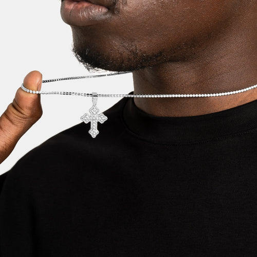 Micro Cluster Cross & Tennis Chain Bundle