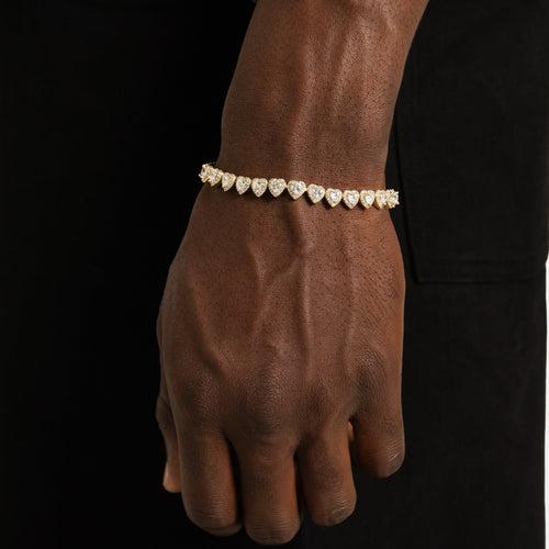 7mm Heart Tennis Bracelet Gold