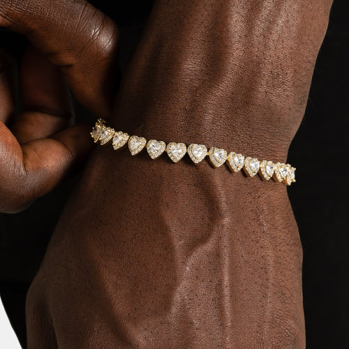 7mm Heart Tennis Bracelet Gold