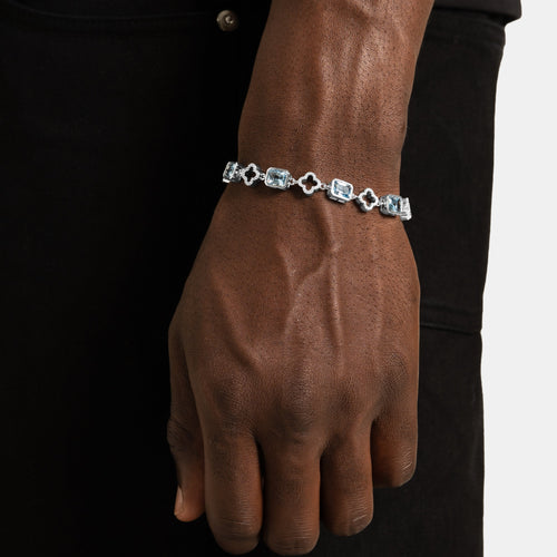 Blue Iced Clover Link Bracelet