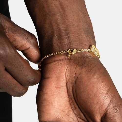 Iced Black Clover Bracelet Gold