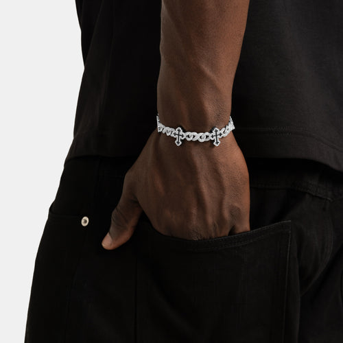Black Enamel Cross Bracelet