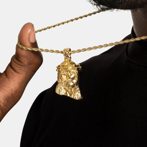 Solid Jesus Pendant Gold