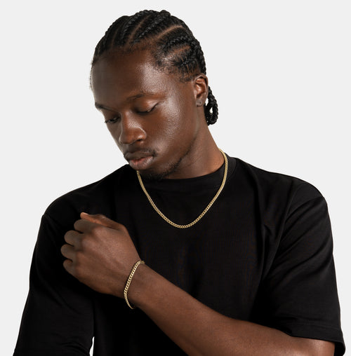 5mm Cuban Link Chain & Bracelet Gold