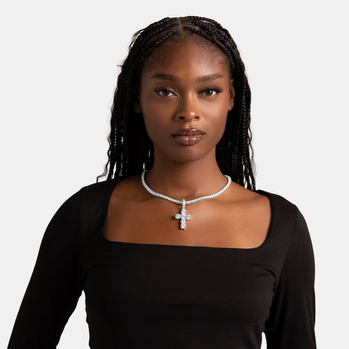 Large Iced Cross Pendant