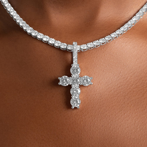 Large Iced Cross Pendant