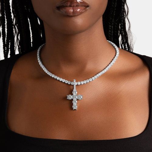 Large Iced Cross Pendant