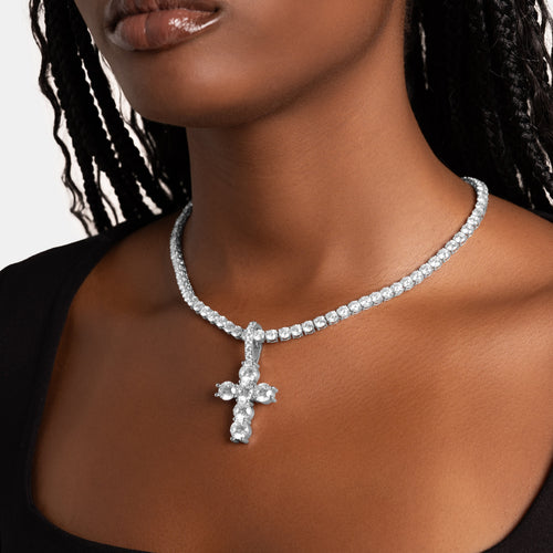 Large Iced Cross Pendant