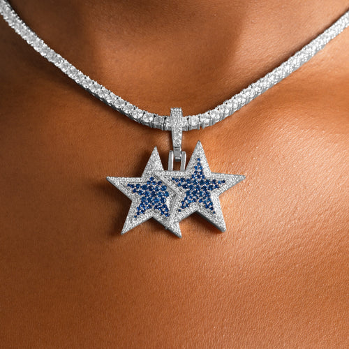 Blue Stacked Star Pendant