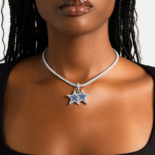 Blue Stacked Star Pendant