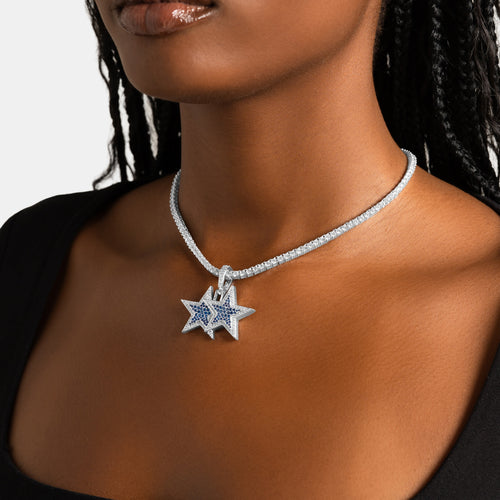 Blue Stacked Star Pendant