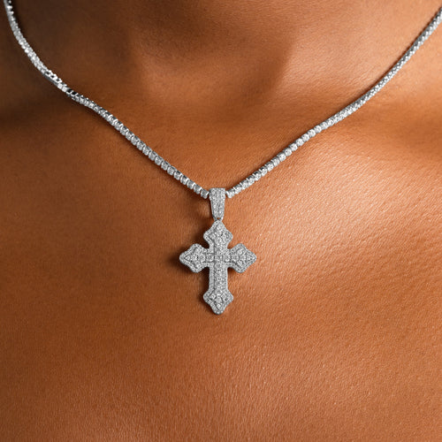 Micro Cluster Cross & Tennis Chain Bundle