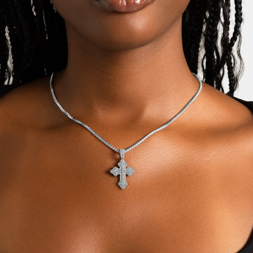 Micro Cluster Cross & Tennis Chain Bundle
