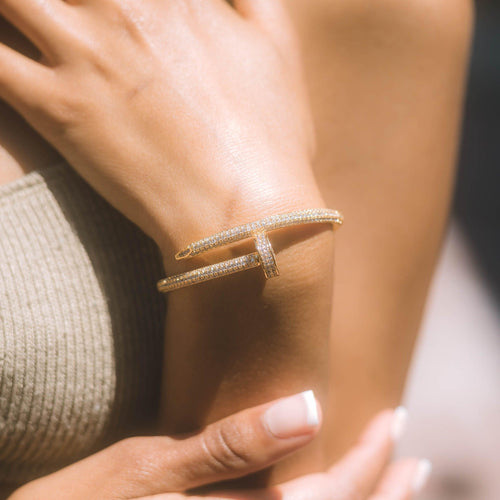 Moissanite Nail Bracelet Gold