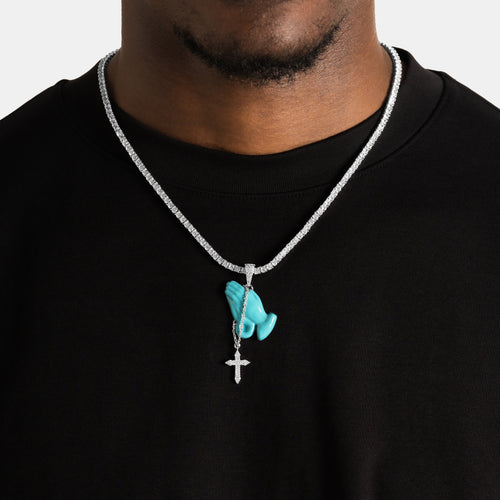 Turquoise Praying Hands Pendant