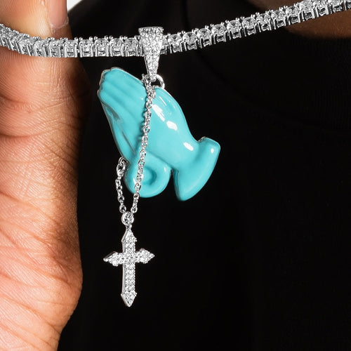 Turquoise Praying Hands Pendant