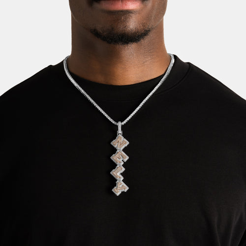 Vertical Iced Linked Letter Pendant