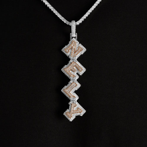 Vertical Iced Linked Letter Pendant