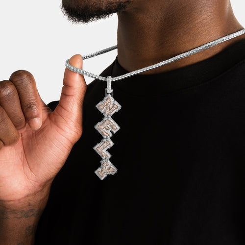 Vertical Iced Linked Letter Pendant