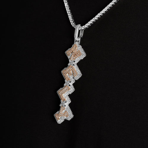 Vertical Iced Linked Letter Pendant