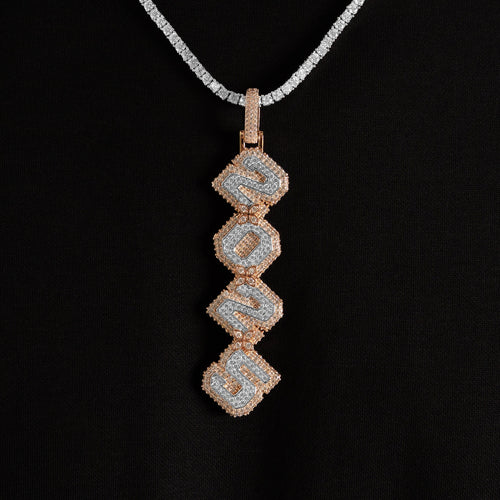 Vertical Iced Linked Letter Pendant