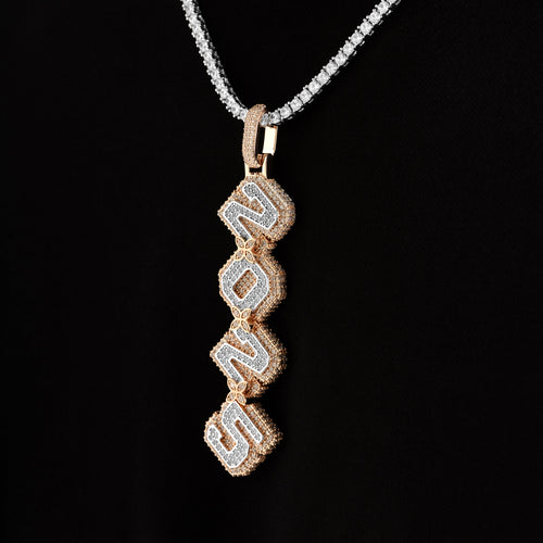 Vertical Iced Linked Letter Pendant