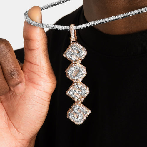 Vertical Iced Linked Letter Pendant