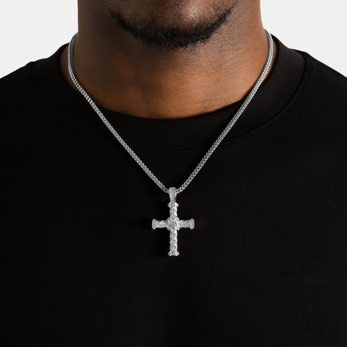Iced Twist Cross Pendant