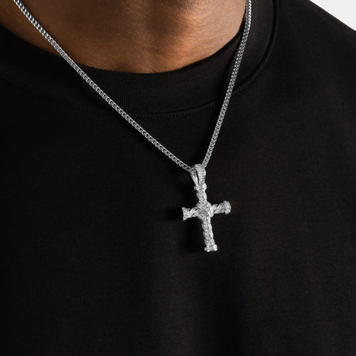 Iced Twist Cross Pendant