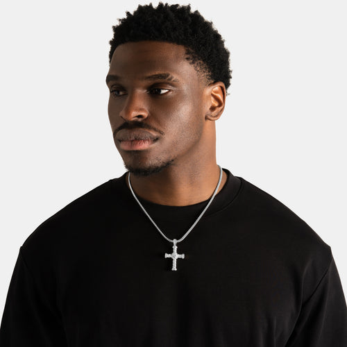 Iced Twist Cross Pendant