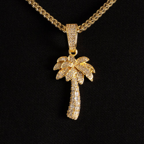 Iced Palm Pendant Gold